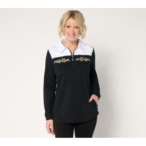 Sport Savvy Women's Jacket Sz XS Colorblocked French Terry Zip Black A681961